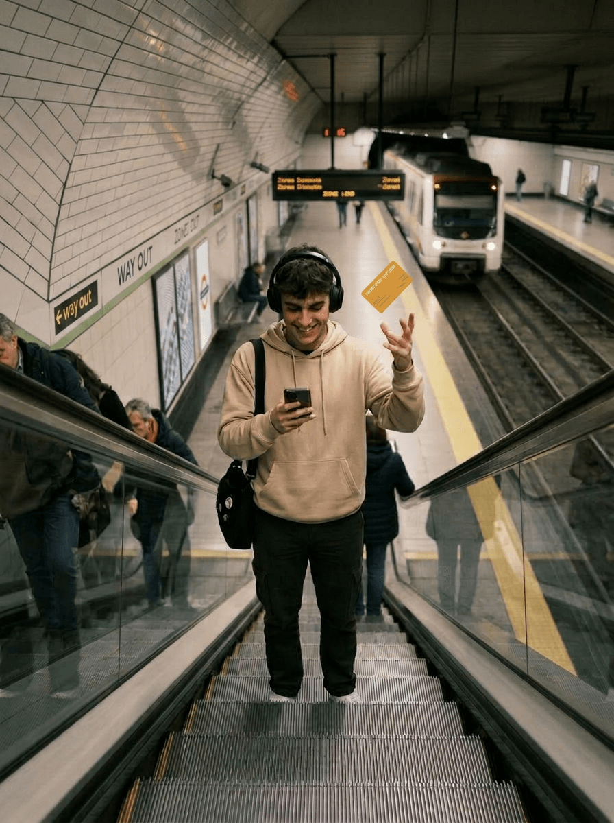 Passenger receiving contextual assistance while travelling through an underground station